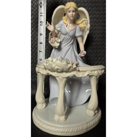 Members Mark Porcelain Angel Placing Flowers On Balustrade Hand Painted 2005 EUC - Picture 7 of 15